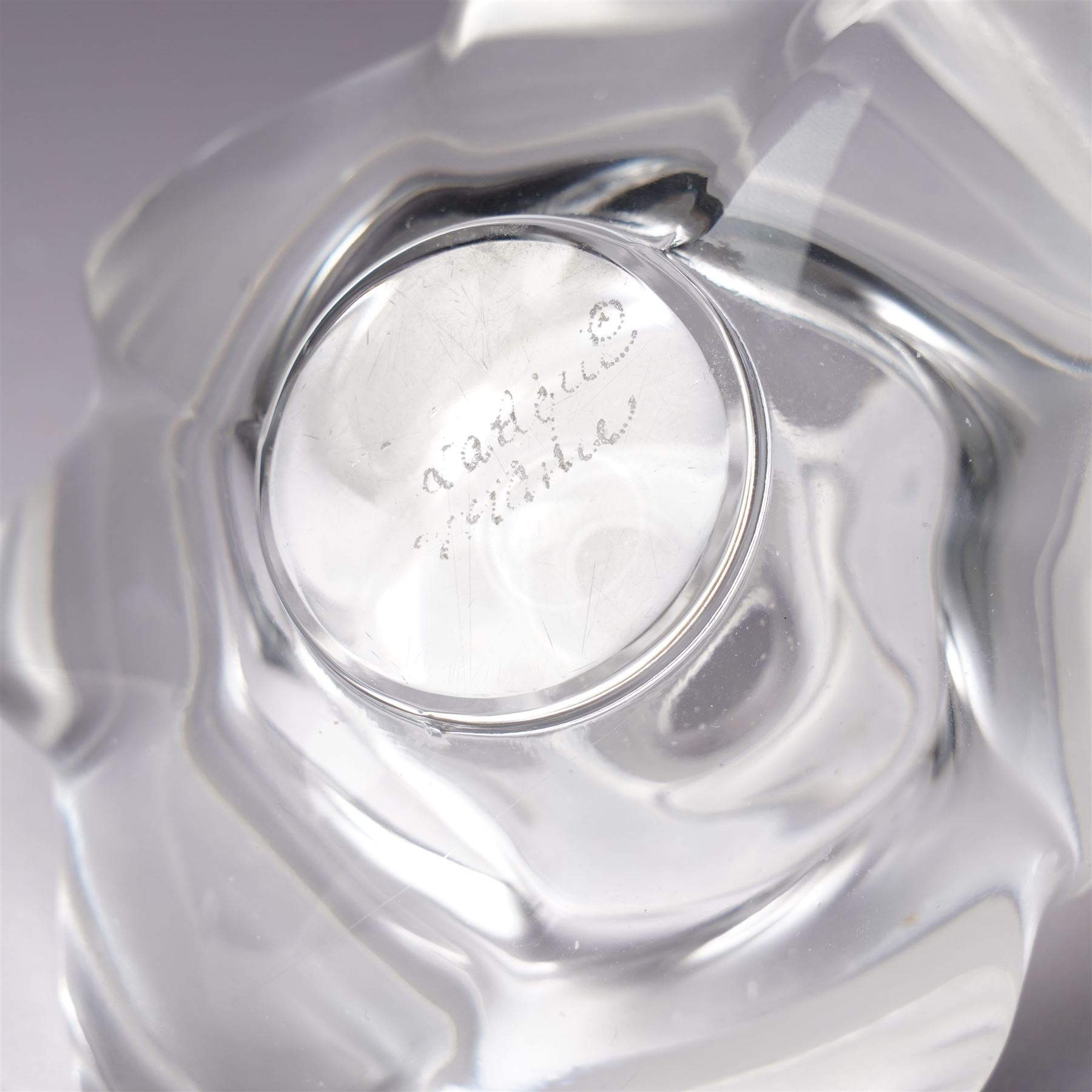 Lalique 'Samoa' glass scent bottle, designed by Marie-Claude, signed to base, H8cm 