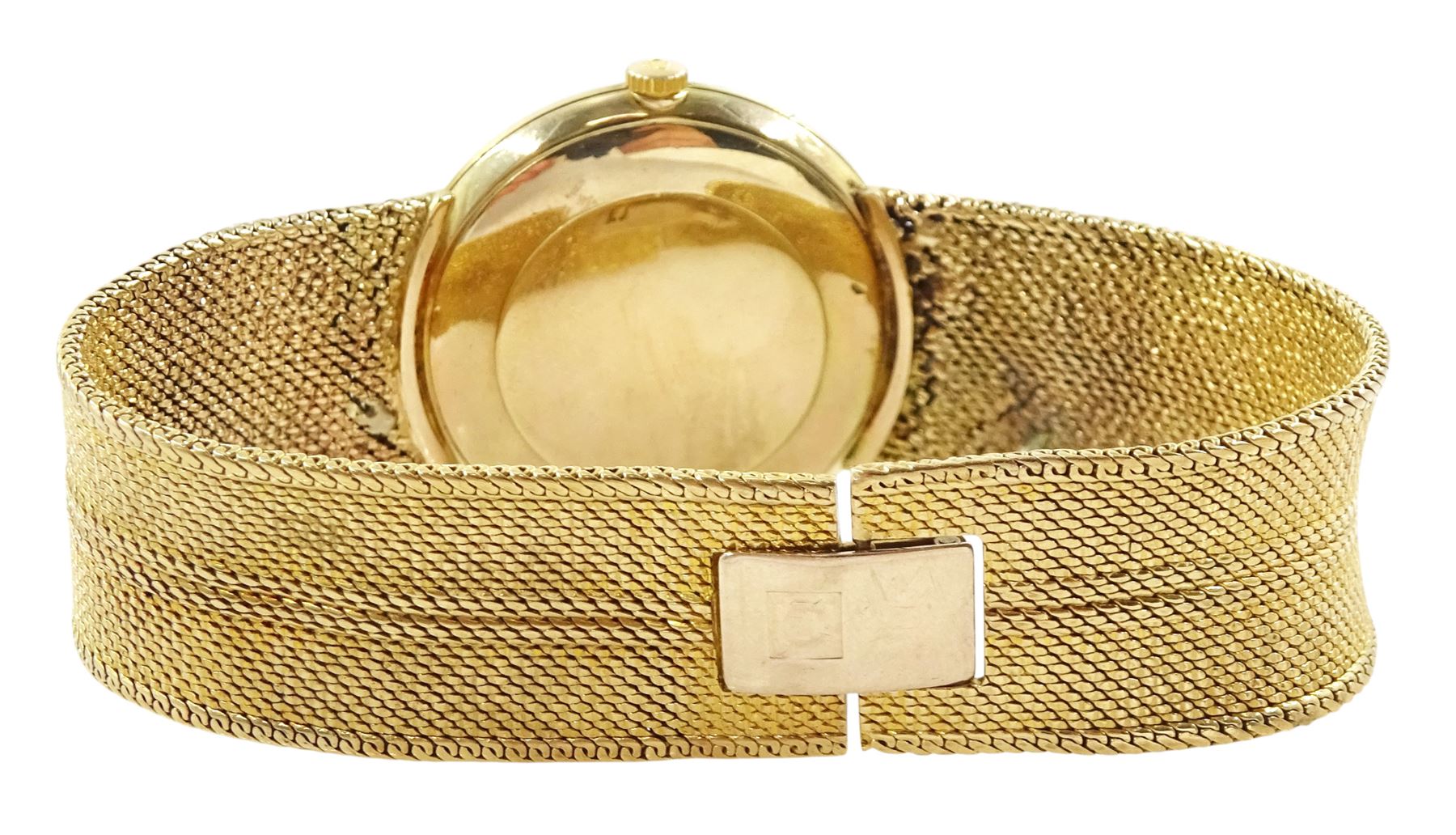 Omega gentleman's 9ct gold manual wind wristwatch, Cal. 601, silvered dial with baton hour markers, London 1969, on integral 9ct gold strap, hallmarked