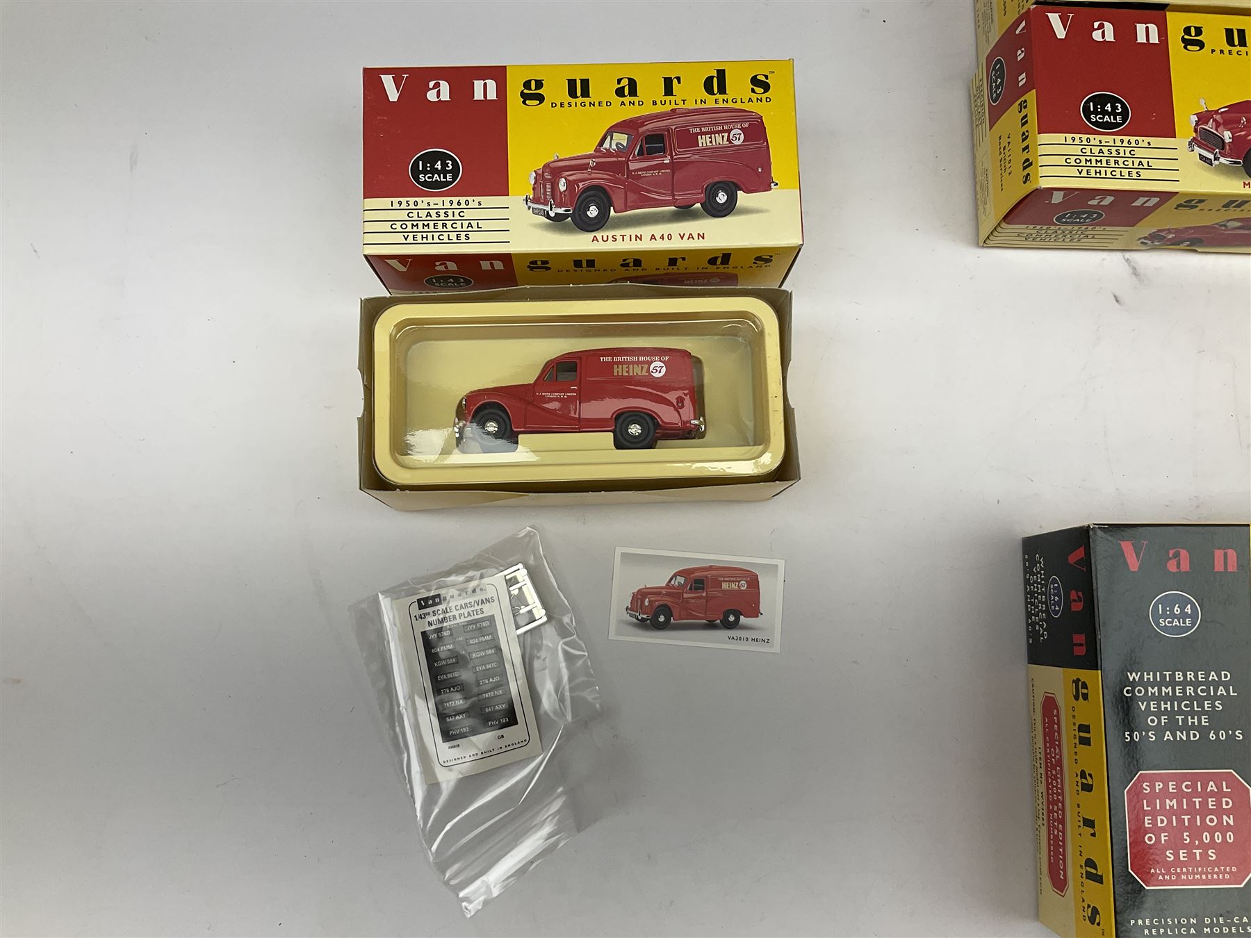 Fourteen Lledo Vanguards die-cast models including limited edition two-vehicle set, commercial vehicles, cars, police car etc (some limited editions); all boxed (14)