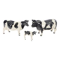 Beswick Friesian Cow family group, comprising Bull CH. Coddington Hilt Bar 1439, Cow CH. Claybury Leegwater 1362 and Calf 1249