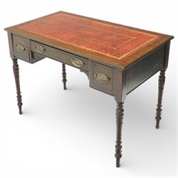 Maple & Co - late 19th century mahogany writing desk, inset leather top, fitted with three...