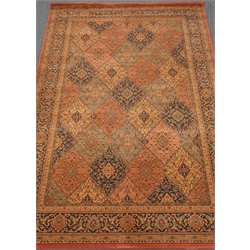  Pair Shirvan style beige ground rugs, repeating borders, geometric patterned field, 290cm x 200cm  