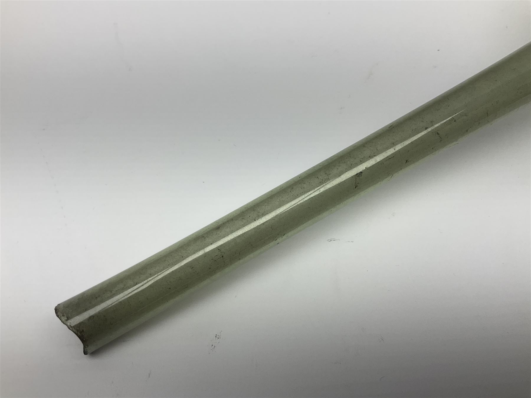 Georgian hand-blown green glass wine funnel, H32cm
