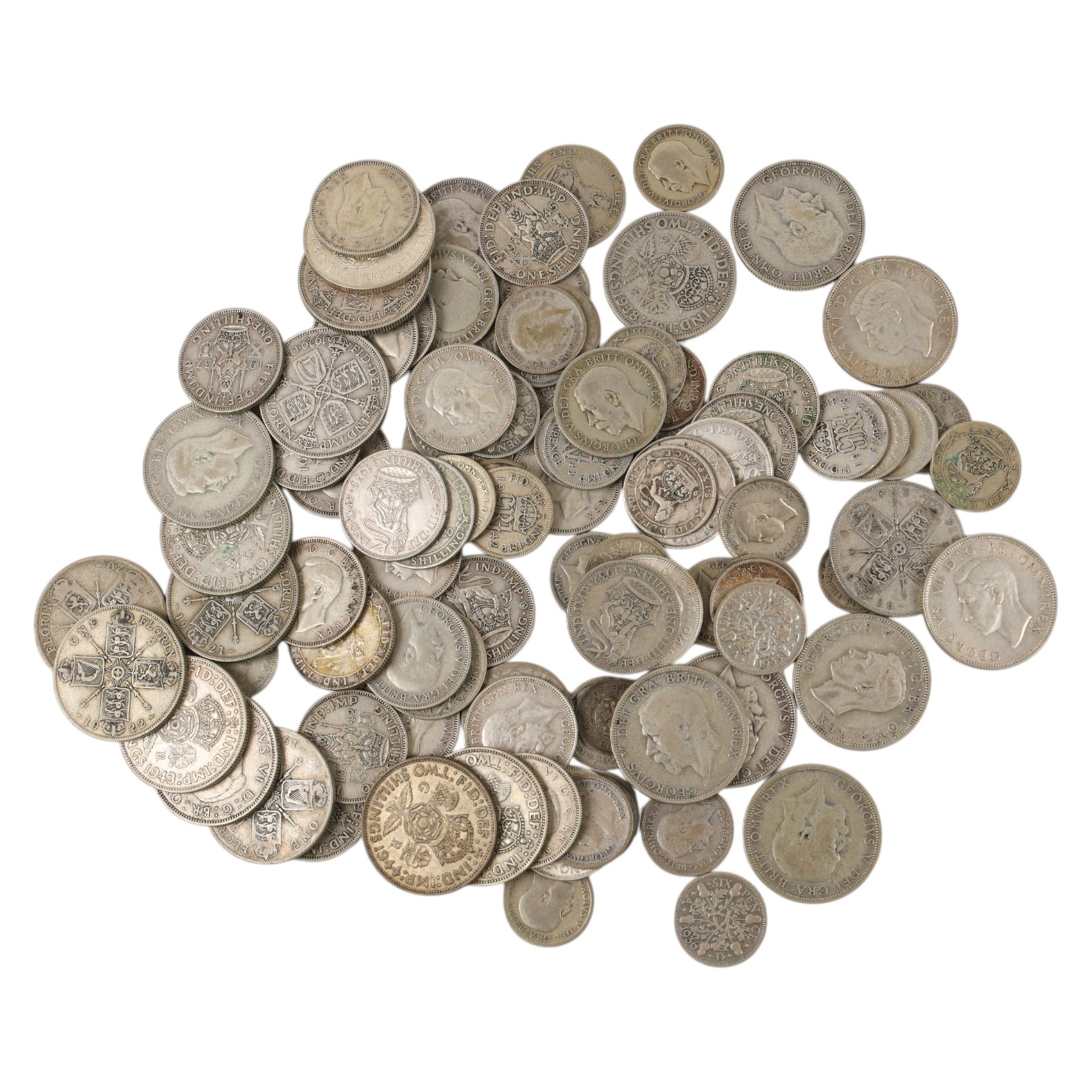 Approximately 550 grams of Great British pre-1947 silver coins