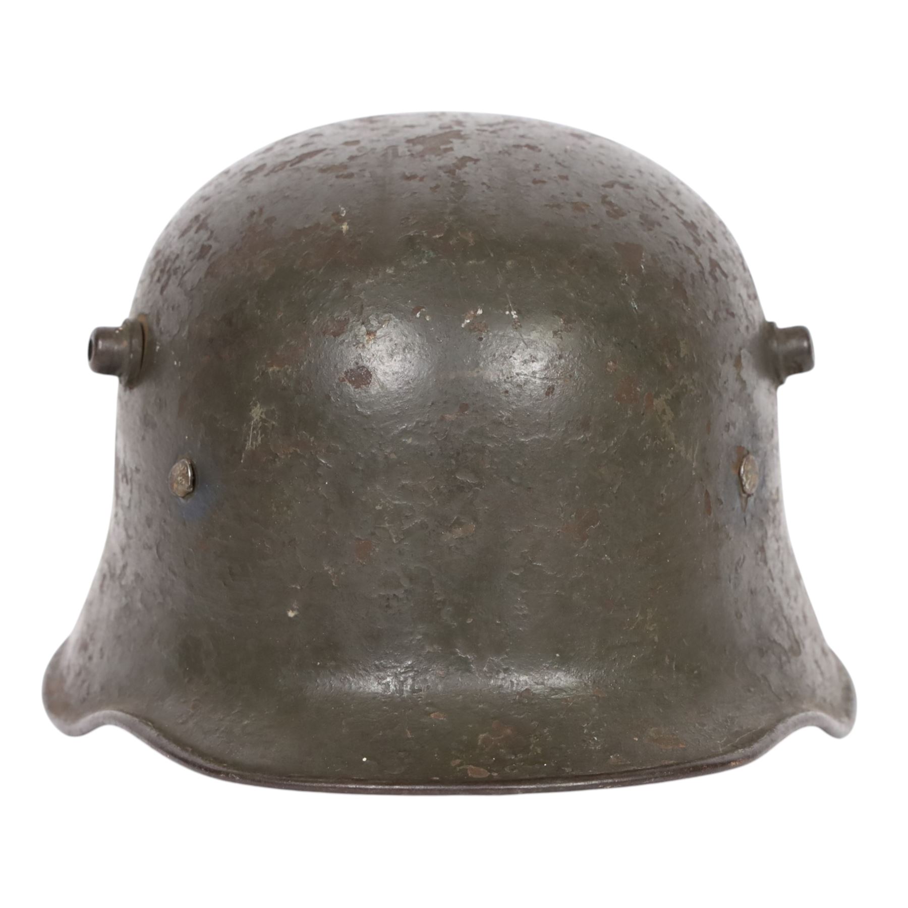 German M16 army helmet, B painted inside, missing liner, with chinstrap