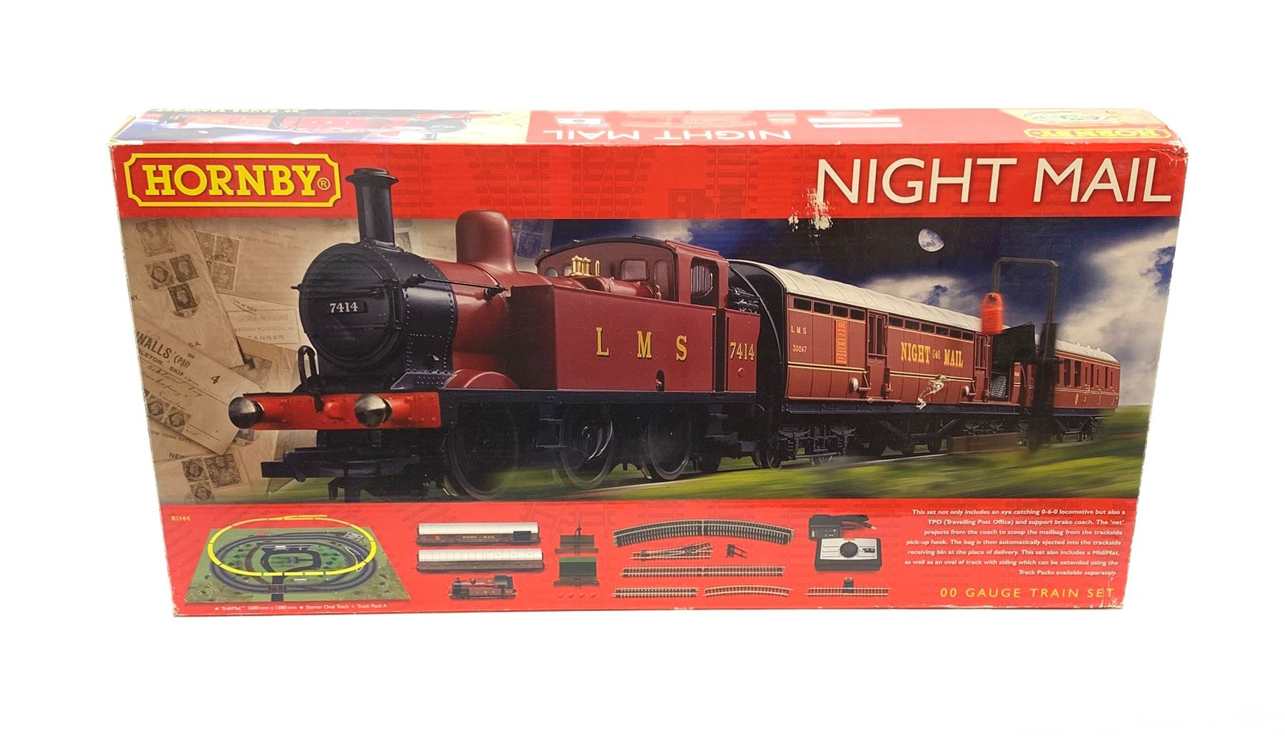 Hornby '00' gauge - electric Mail Train set with 0-6-0 tank locomotive No.7414, travelling post office and brake coach; boxed with Trakmat and paperwork