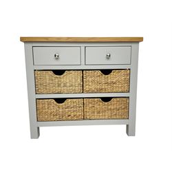 Roseland Farrow - oak and grey finish sideboard, fitted with two drawers and four basket drawers