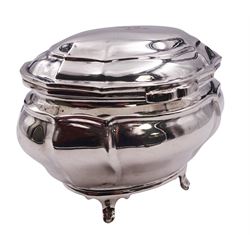Edwardian silver tea caddy of bombe form