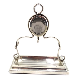 Edwardian silver ring stand and photograph holder by Lawrence Emanuel, Birmingham 1909, H9.5cm  