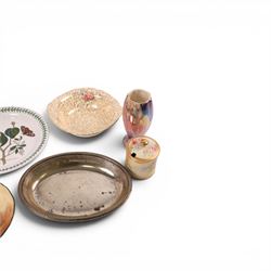 Staffordshire Wilkinson vase, Carnival glass bon bon dish, Portmeirion The Botanic Garden plate and other ceramics