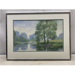 Alan Armitage (British 20th Century): Fishing on the Lake, oil on board signed and dated '95, 30cm x 49cm 