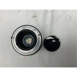 Nikon F3 SLR camera, serial number 1583609; Nikon 50mm 1:1.8 lens; Nikon 28-85mm 1:3.5-4.5 zoom lens; Vivitar MC 2X-3 Tele Converter, and a Nikon Speedlight SB-16 flash