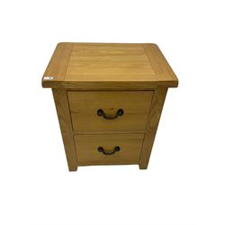 Oak pedestal chest, fitted with two drawers