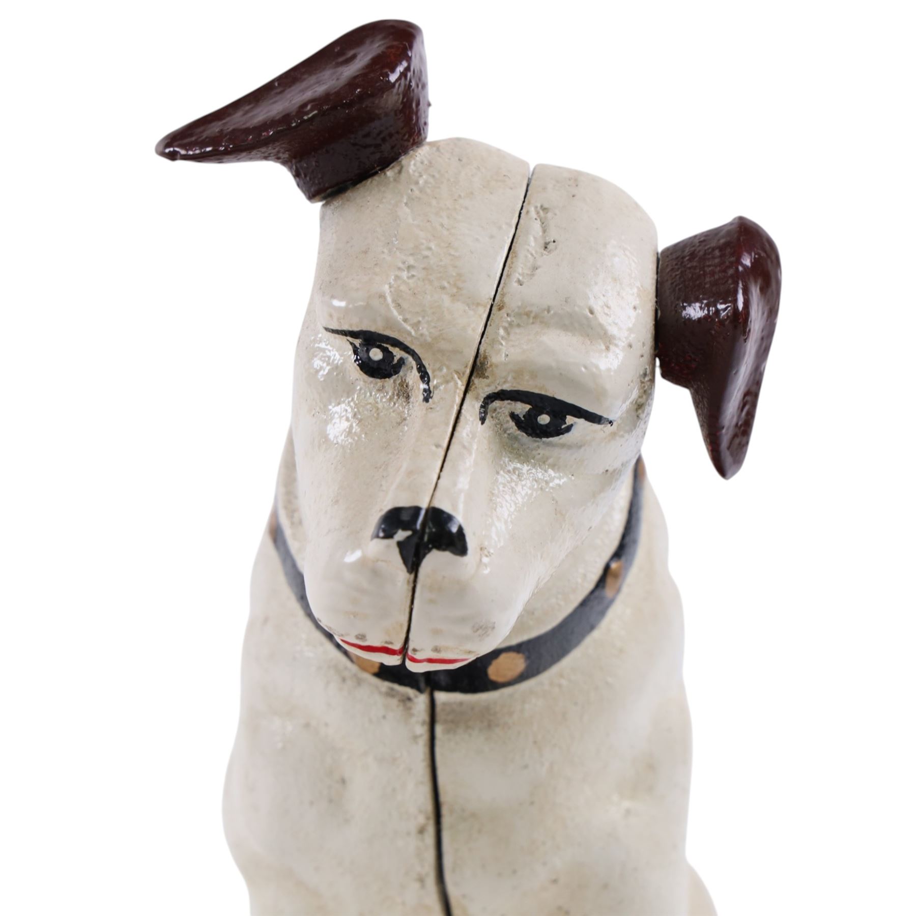 Cast iron replica Nipper dog money box, H26cm