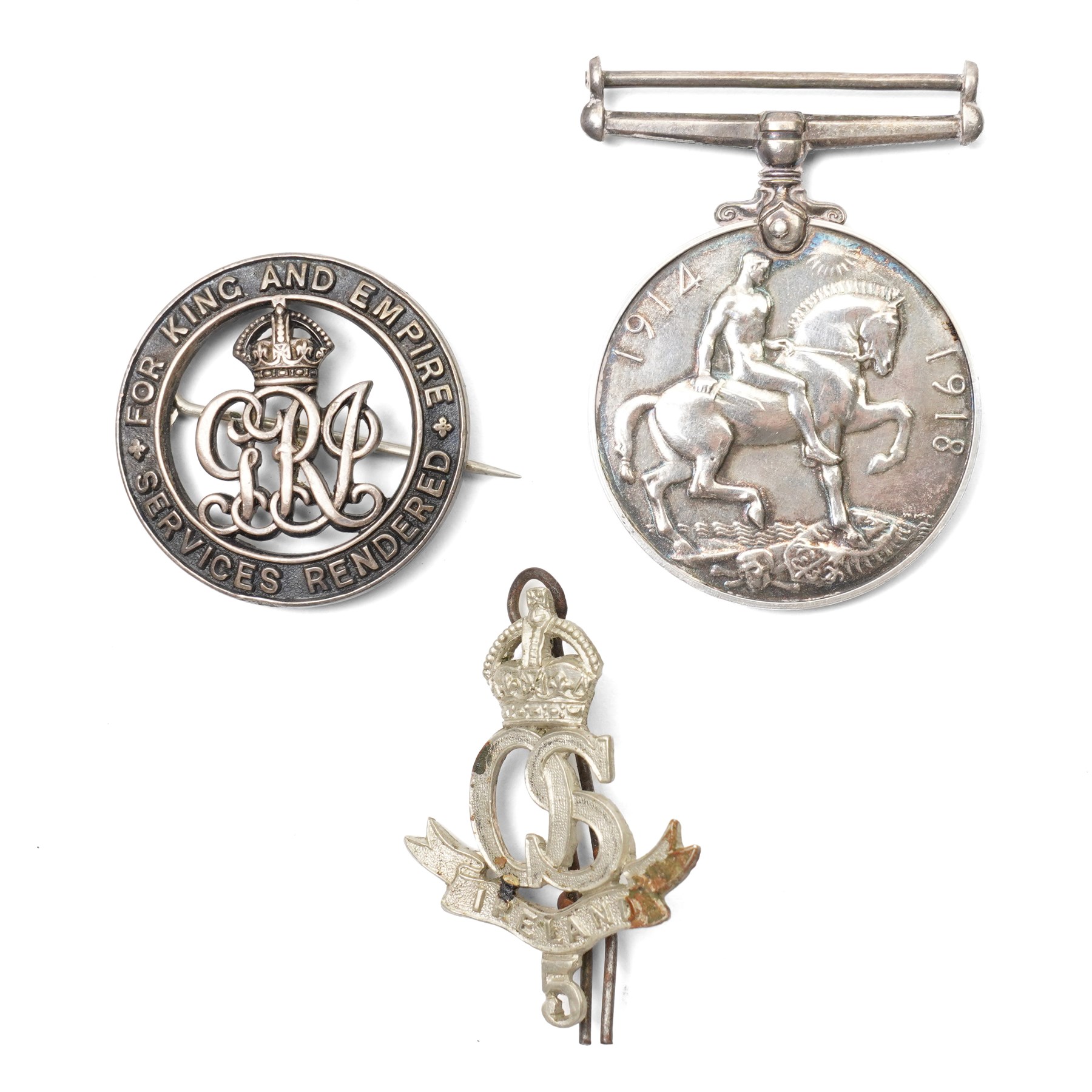 WWI British medal group, comprising War medal and Victory medal, awarded to 19187 Pte C.F.Markham. Linc. R together with war badge, another WWI war medal awarded to M2-099590 Pte W. Jolly A.S.C, and two Empire day medals  