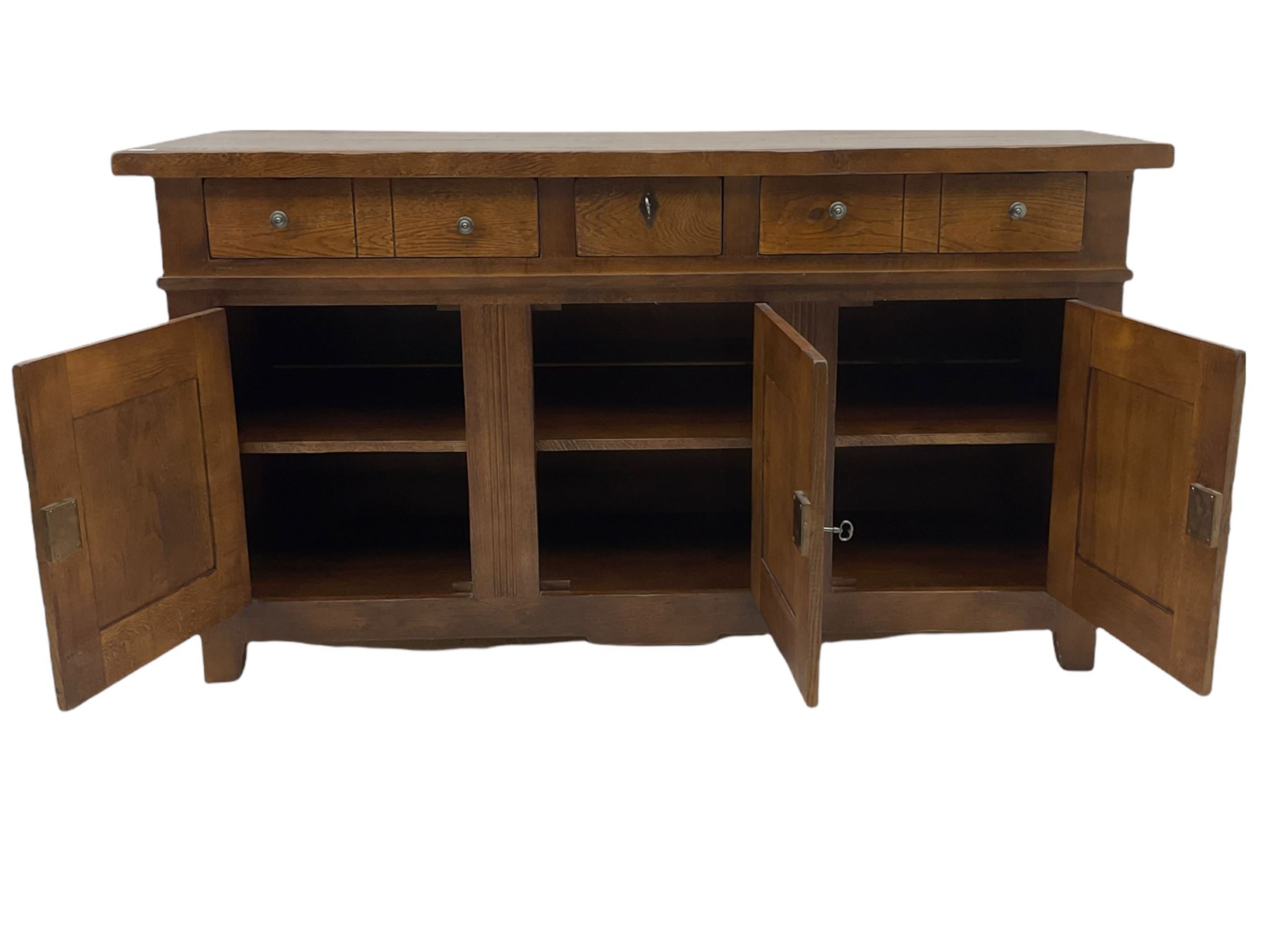 Antix French oak sideboard, fitted with three drawers and cupboards