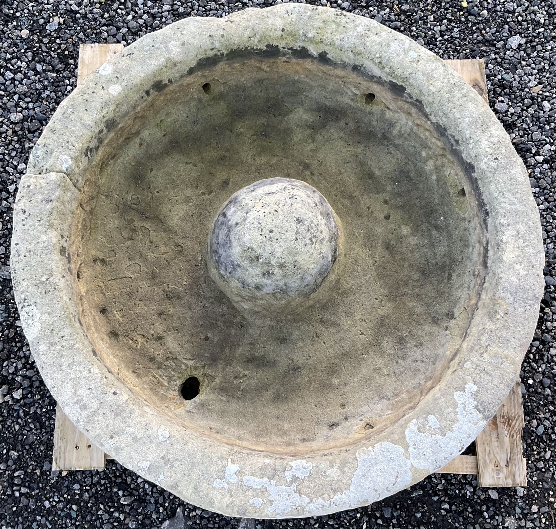 19th century hat top carved stone circular trough - THIS LOT IS TO BE COLLECTED BY APPOINTMENT FROM DUGGLEBY STORAGE, GREAT HILL, EASTFIELD, SCARBOROUGH, YO11 3TX