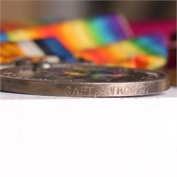 MBE set of six medals, comprising George V MBE, East and West Africa medal with 1898 and 1897-98 clasps, 1914 Star, War medal, Victory medal and Long Service medal, Awarded to 3884 R.S Mjr A Troops Notts & Derby R, with a photograph of British military service man, probably A Troops
