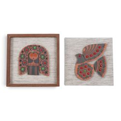 Two 1960's Hornsea pottery Muramic plaques designed by John Clappison, comprising framed e...