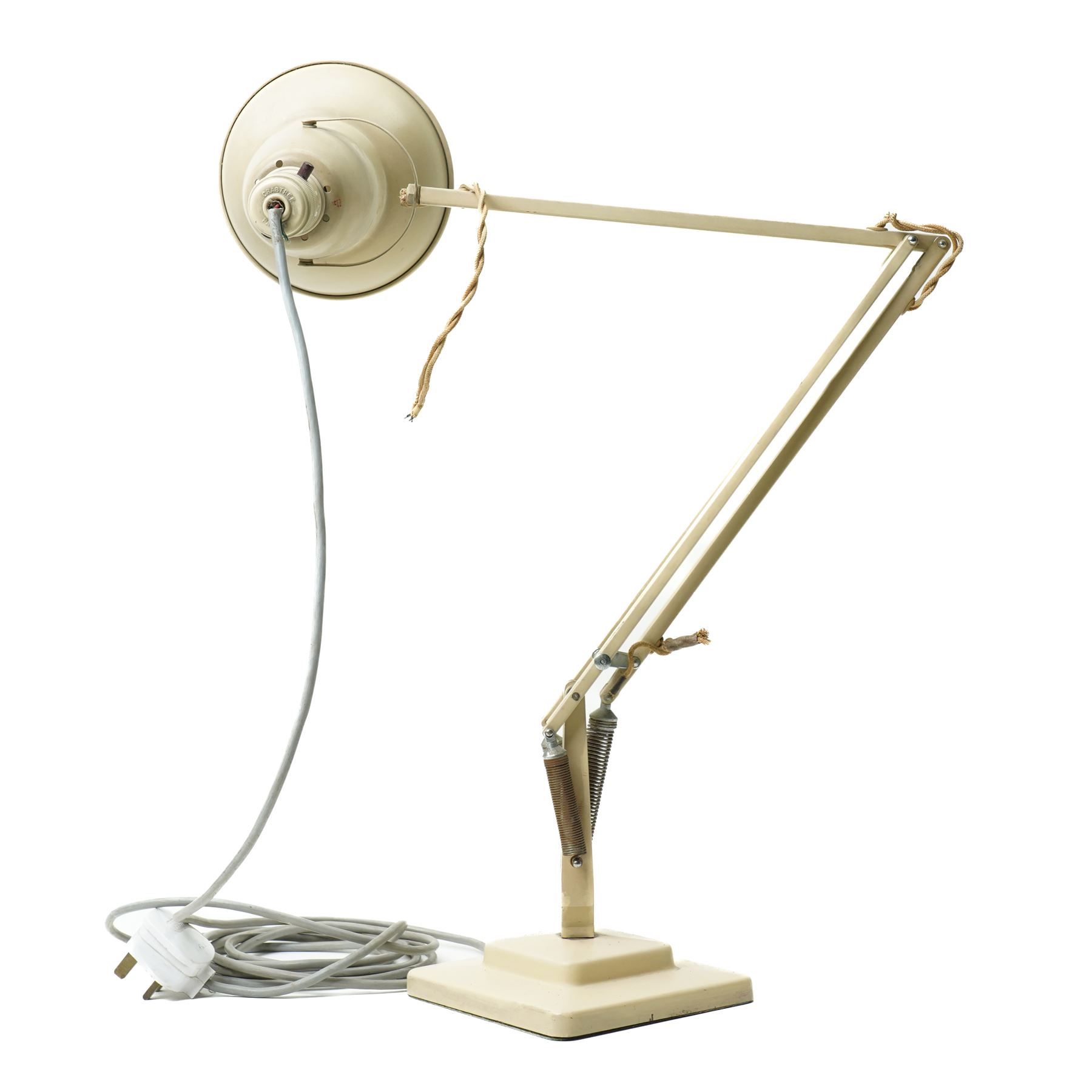 Cream anglepoise lamp by Herbert Terry on square base 