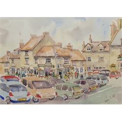 Penny Wicks (British 1949-): Helmsley Marketplace, watercolour signed 28cm x 39cm