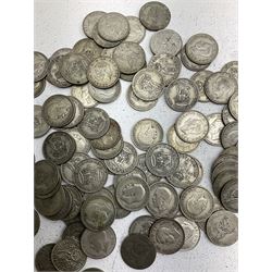 Approximately 545 grams of Great British pre 1947 silver one shilling coins