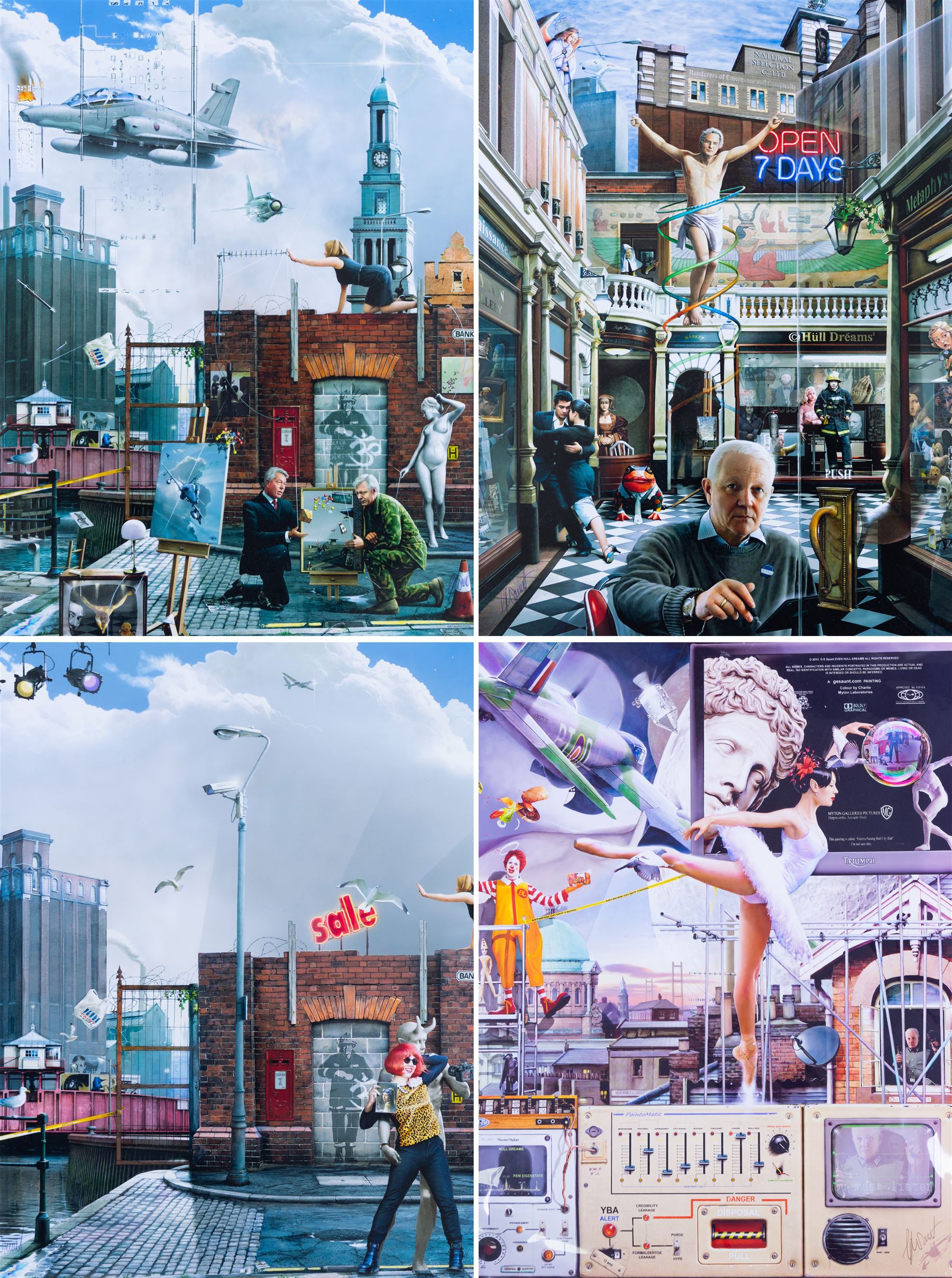 Gary Saunt (British Contemporary): 'Hull Dreams', set of four prints signed in pen 39cm x 29cm (three framed) (one unframed) (4)
