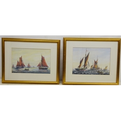  Max Parsons (British 1915-1998): Fishing Boats off Shore, two gouaches signed 21cm x 33cm and 23cm x 32cm (2)  