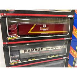 Corgi - sixteen 1:64 scale vehicles comprising ten Superhaulers; TY86650, TY86641, TY86661, TY86655, TY86652, TY87006, TY86605, TY87004, TY87002 and 59512; five Corgi Wheelz models comprising TY86636, TY86733, TY86815, TY87018, TY87019; with a further example from Saico 46601 (16)