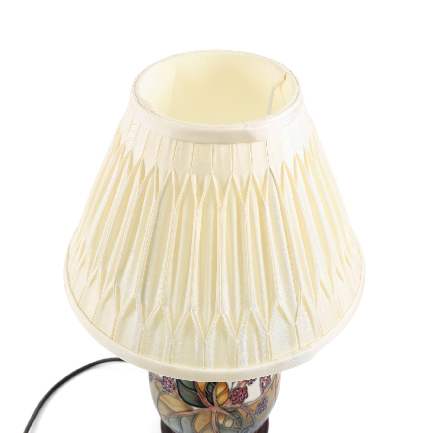 Moorcroft table lamp, in Bramble pattern, with shade H42cm