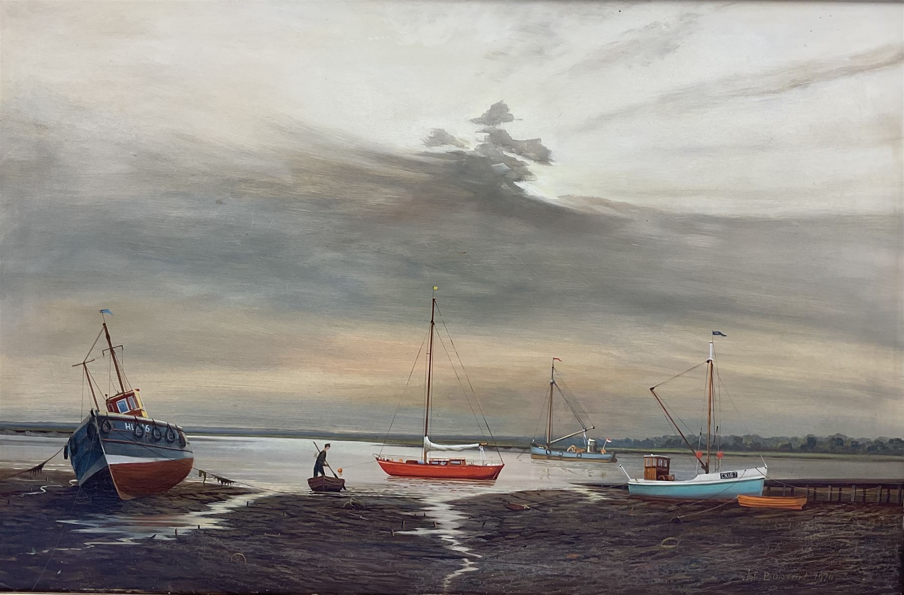 William Francis Burton (British 1907-1995): West Mersey, oil on board signed and dated 1970, in swept gilt frame 50cm x 75cm 