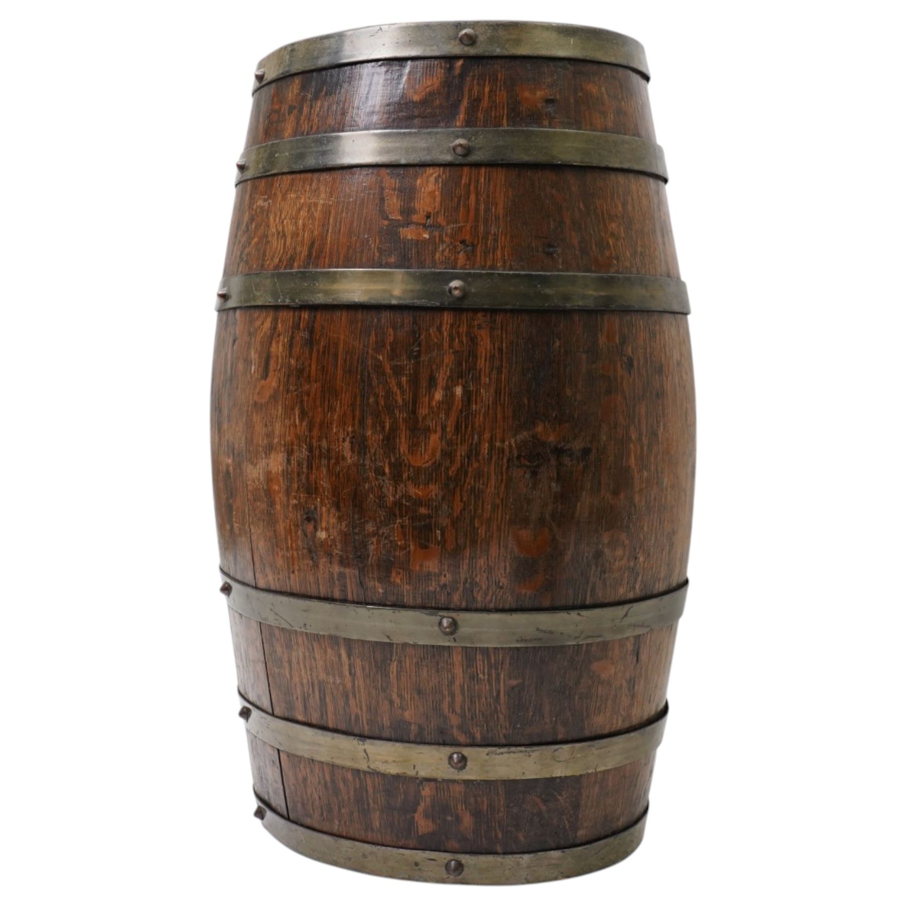 Coopered oak barrel six division stick stand H62cm