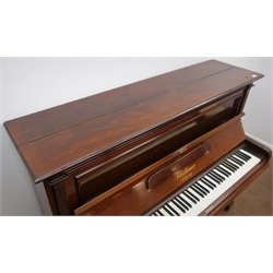  Bluthner rosewood upright piano, cast iron overstrung movement circa 1905, (W158cm, H129cm, D70cm) and a mahogany piano stool with upholstered seat  
