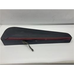 German trade violin c1900 with 35.5cm two-piece maple back and spruce top; bears label 'Made in Germany Apollo Class 6 No.2132' L59cm; in carrying case with two bows