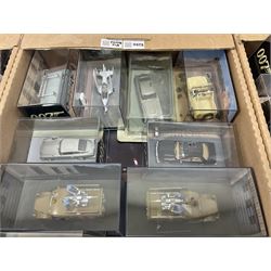 Fabbri James Bond Collection - over one-hundred and fifty die-cast models in perspex display cases as issued periodically; and quantity of associated magazines (in six boxes)