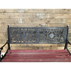 Cast iron and wood slatted garden bench