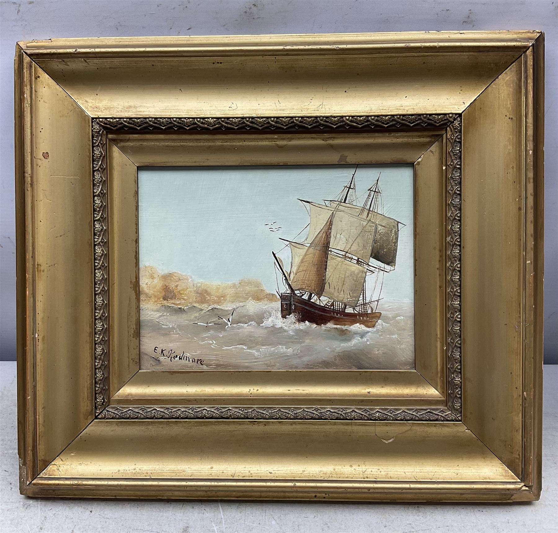 Edward King Redmore (Hull 1860-1941): Coastal Scenes, four oils on panel, one on canvas, signed max 16cm x 25cm (5)