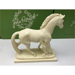 Five Beswick and Royal Doulton horse figures in matt white on black plinths, comprising of  Spirit of Affection no. 2689/2536, Springtime no.2837, Spirit of peace no.2916, Spirit of earth no.2914 and Spirit of the wild no. 183, together with a composite figure of a horse (6)
