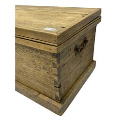 Small 19th century stripped oak and pine blanket box