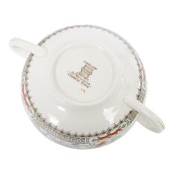 Spode Chinese Rose dinner service, including fourteen dinner plates, twelve side plates, teapot, milk jug, covered butter dish, serving platters etc 