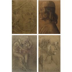 Classical Portraits, set of four lithographs bearing 'B of ESK' blind stamps 36cm x 22cm (4)