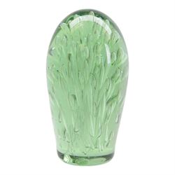 Four Victorian green glass dump paperweight with air bubble inclusions, H16cm