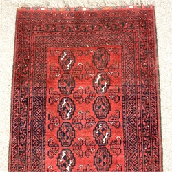 Persian Bokhara red ground runner, elephant foot pattern, 294cm x 76cm