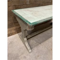 Early 20th century painted wood and enamel Military folding campaign table
