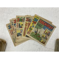 Large collection of assorted comics 1976 - 1984 including Whizzer & Chips, Warlord, Topper, Beezer, Nutty, Victor, Buster and Jackpot etc; contained in two boxes