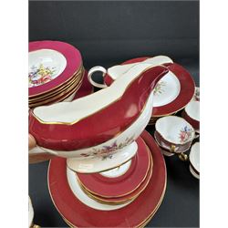 Hammersley tea and dinner service, including twelve dinner plates, twelve teacups, two sauce boats, two covered dishes etc  