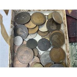 Great British and World coins including Queen Victoria 1890 halfcrown coin, King Edward VII 1907 standing Britannia florin, King George VI 1941 halfcrown, pre decimal coinage etc