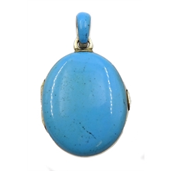 19th century silver and silver-gilt blue enamel and split pearl, wheat design locket pendant