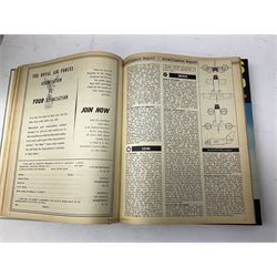 Aircraft of the Fighting Powers. Five volumes. 1940-44 including two copies of volume three; Royal Air Force Flying Review. Six volumes. 1956-63. Uniformly bound in blue cloth with gilt RAF crest to front covers; and ten other books of aircraft and aeronautica interest.