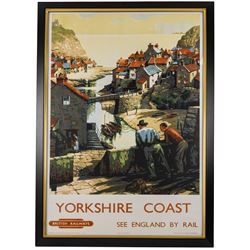 Two reproduction British Railway posters, comprising Yorkshire Coast and Scarborough examples, both framed, H100cm